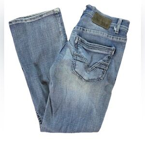 BKE Aiden Bootcut Jeans Men's 30S Blue Denim Cowboy Western Preppy Embroidered